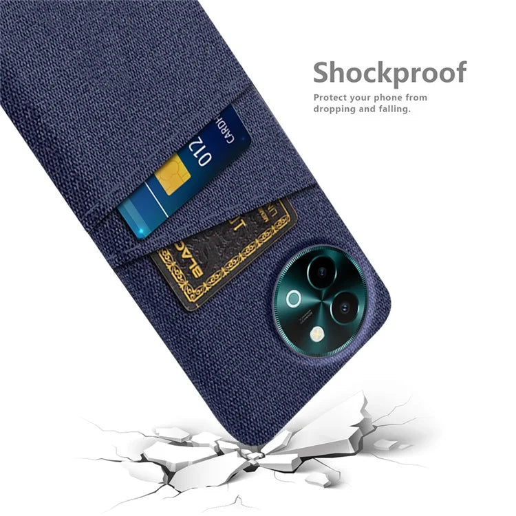 For vivo Y38 5G Case Dual Card Slots Cloth+PC Protective Phone Cover