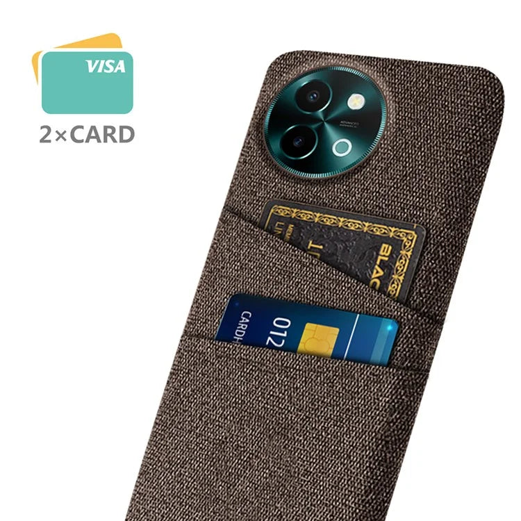 For vivo Y38 5G Case Dual Card Slots Cloth+PC Protective Phone Cover