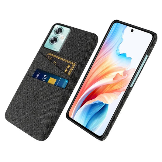 For Oppo A79 5G / A2 5G Case Non-Slip Cloth + PC Phone Cover Dual Card Holder