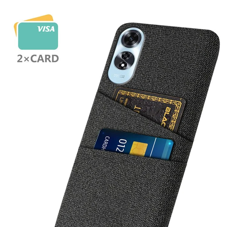 For Oppo A60 4G Case Dual Card Slots Cloth Texture Hard PC Phone Cover