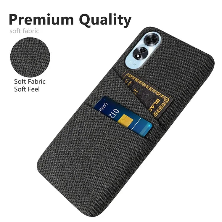 For Oppo A60 4G Case Dual Card Slots Cloth Texture Hard PC Phone Cover