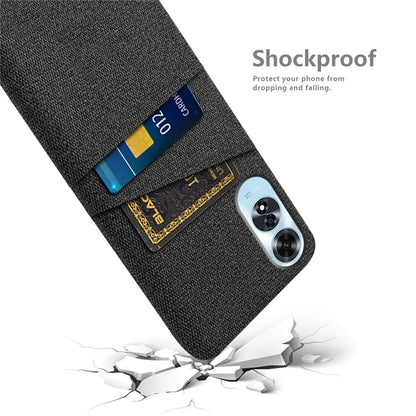 For Oppo A60 4G Case Dual Card Slots Cloth Texture Hard PC Phone Cover
