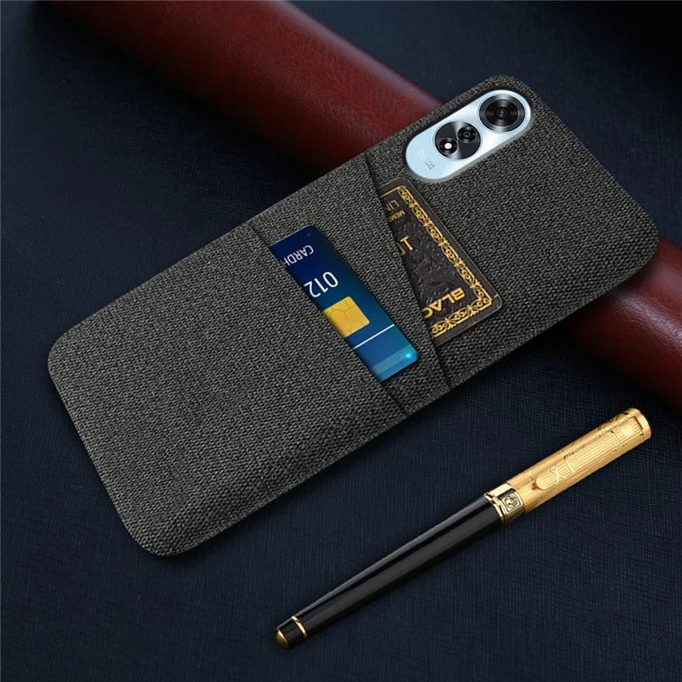For Oppo A60 4G Case Dual Card Slots Cloth Texture Hard PC Phone Cover