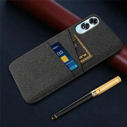 For Oppo A60 4G Case Dual Card Slots Cloth Texture Hard PC Phone Cover