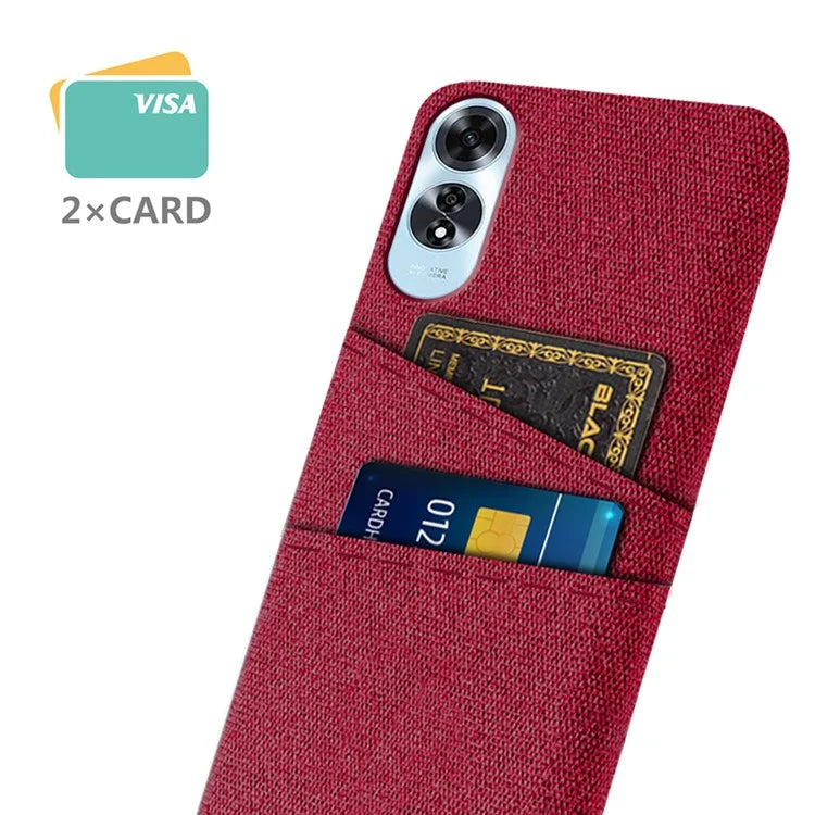 For Oppo A60 4G Case Dual Card Slots Cloth Texture Hard PC Phone Cover