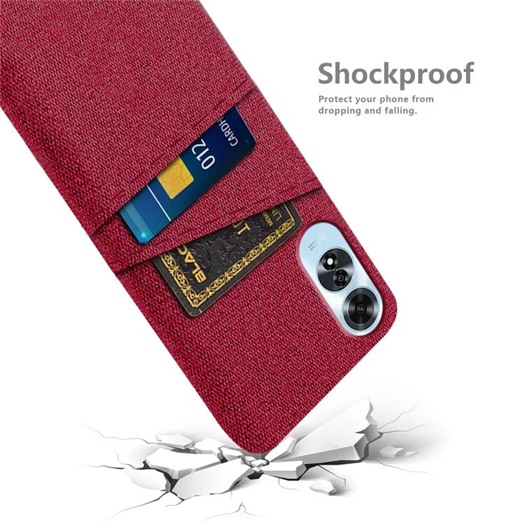 For Oppo A60 4G Case Dual Card Slots Cloth Texture Hard PC Phone Cover