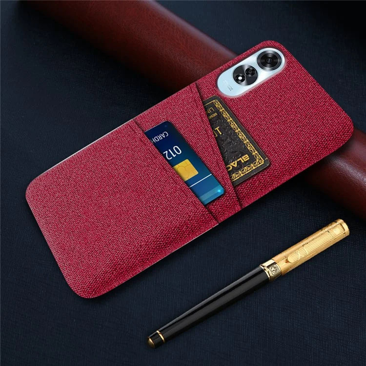 For Oppo A60 4G Case Dual Card Slots Cloth Texture Hard PC Phone Cover