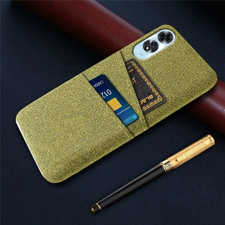 For Oppo A60 4G Case Dual Card Slots Cloth Texture Hard PC Phone Cover
