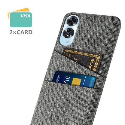 For Oppo A60 4G Case Dual Card Slots Cloth Texture Hard PC Phone Cover