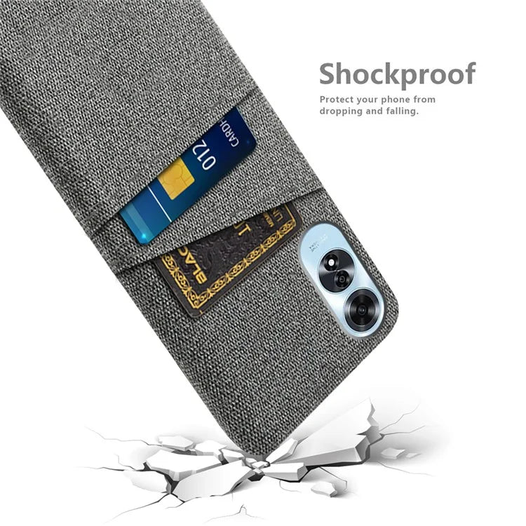 For Oppo A60 4G Case Dual Card Slots Cloth Texture Hard PC Phone Cover