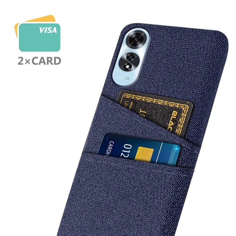 For Oppo A60 4G Case Dual Card Slots Cloth Texture Hard PC Phone Cover