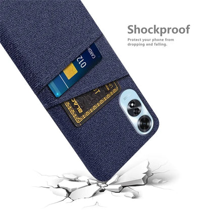 For Oppo A60 4G Case Dual Card Slots Cloth Texture Hard PC Phone Cover