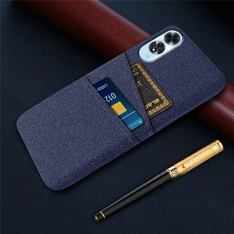 For Oppo A60 4G Case Dual Card Slots Cloth Texture Hard PC Phone Cover