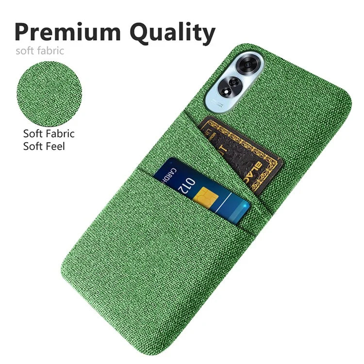 For Oppo A60 4G Case Dual Card Slots Cloth Texture Hard PC Phone Cover