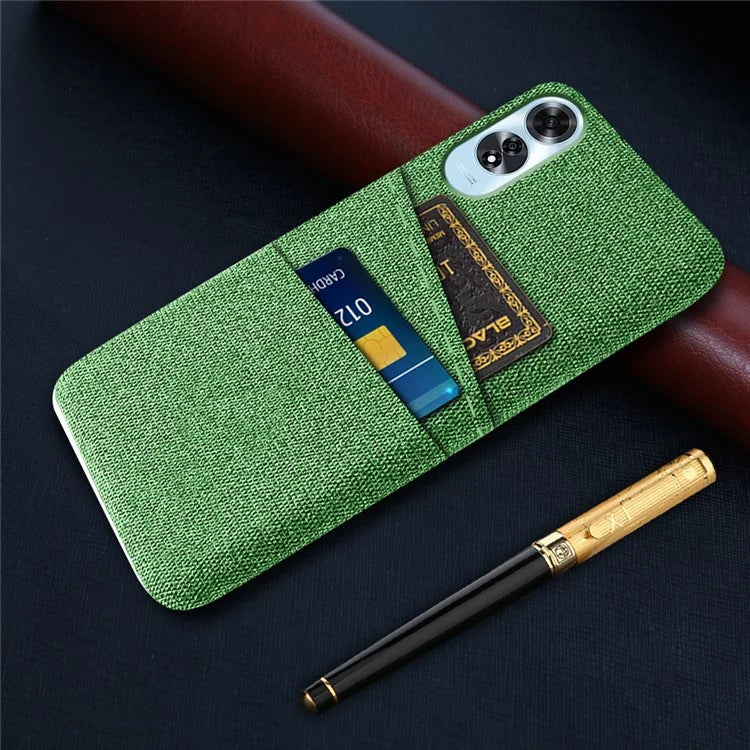For Oppo A60 4G Case Dual Card Slots Cloth Texture Hard PC Phone Cover