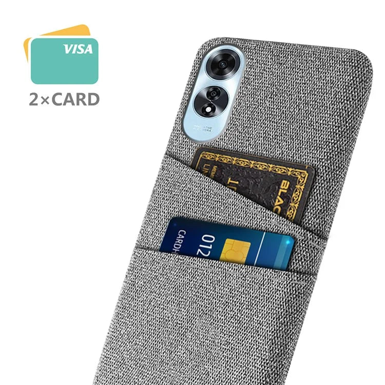 For Oppo A60 4G Case Dual Card Slots Cloth Texture Hard PC Phone Cover