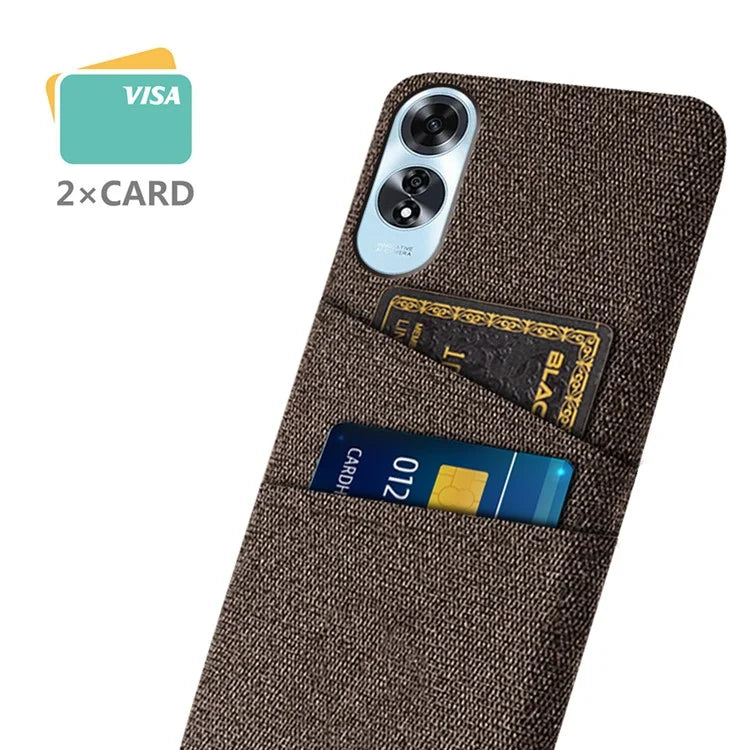 For Oppo A60 4G Case Dual Card Slots Cloth Texture Hard PC Phone Cover