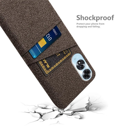 For Oppo A60 4G Case Dual Card Slots Cloth Texture Hard PC Phone Cover