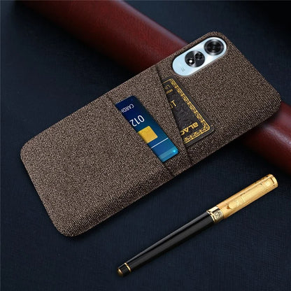 For Oppo A60 4G Case Dual Card Slots Cloth Texture Hard PC Phone Cover