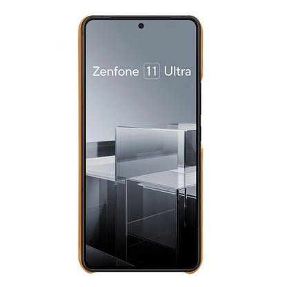For Asus Zenfone 11 Ultra 5G Case Leather Coated PC Phone Cover with 2 Card Slots