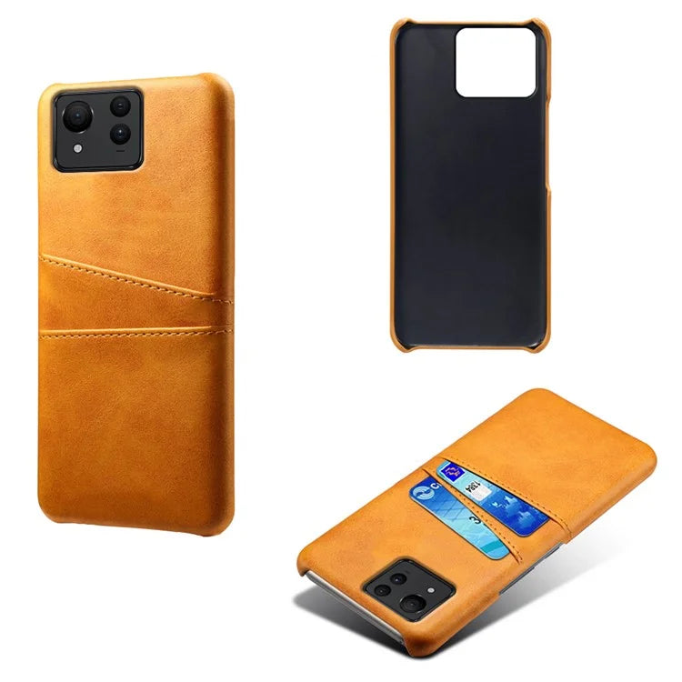 For Asus Zenfone 11 Ultra 5G Case Leather Coated PC Phone Cover with 2 Card Slots