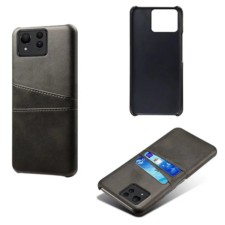 For Asus Zenfone 11 Ultra 5G Case Leather Coated PC Phone Cover with 2 Card Slots