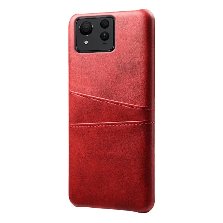 For Asus Zenfone 11 Ultra 5G Case Leather Coated PC Phone Cover with 2 Card Slots