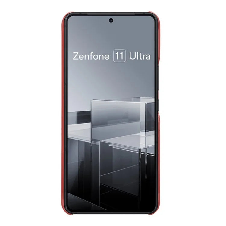 For Asus Zenfone 11 Ultra 5G Case Leather Coated PC Phone Cover with 2 Card Slots