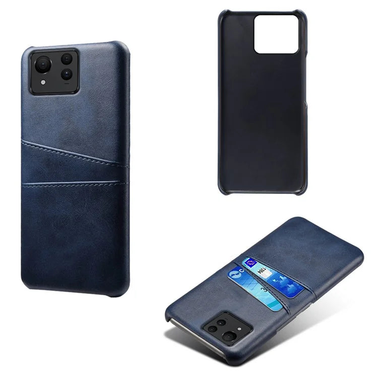 For Asus Zenfone 11 Ultra 5G Case Leather Coated PC Phone Cover with 2 Card Slots