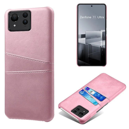 For Asus Zenfone 11 Ultra 5G Case Leather Coated PC Phone Cover with 2 Card Slots