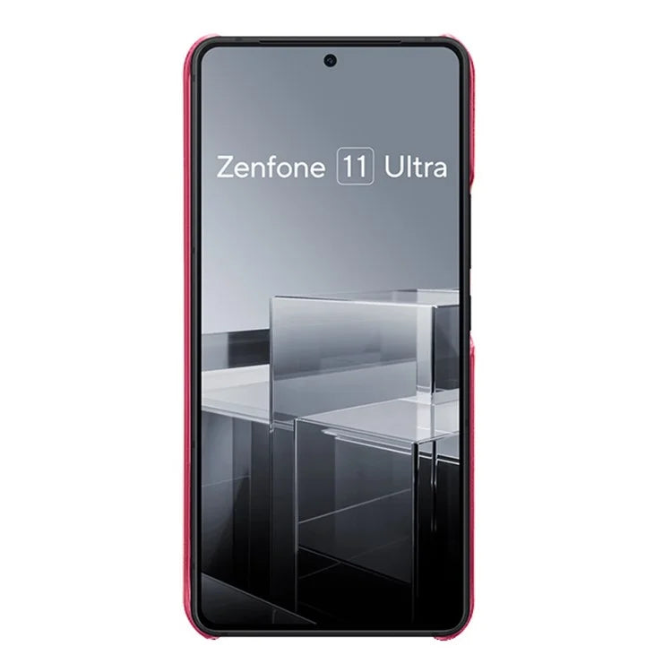 For Asus Zenfone 11 Ultra 5G Case Leather Coated PC Phone Cover with 2 Card Slots