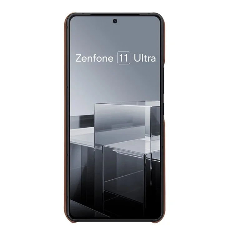 For Asus Zenfone 11 Ultra 5G Case Leather Coated PC Phone Cover with 2 Card Slots