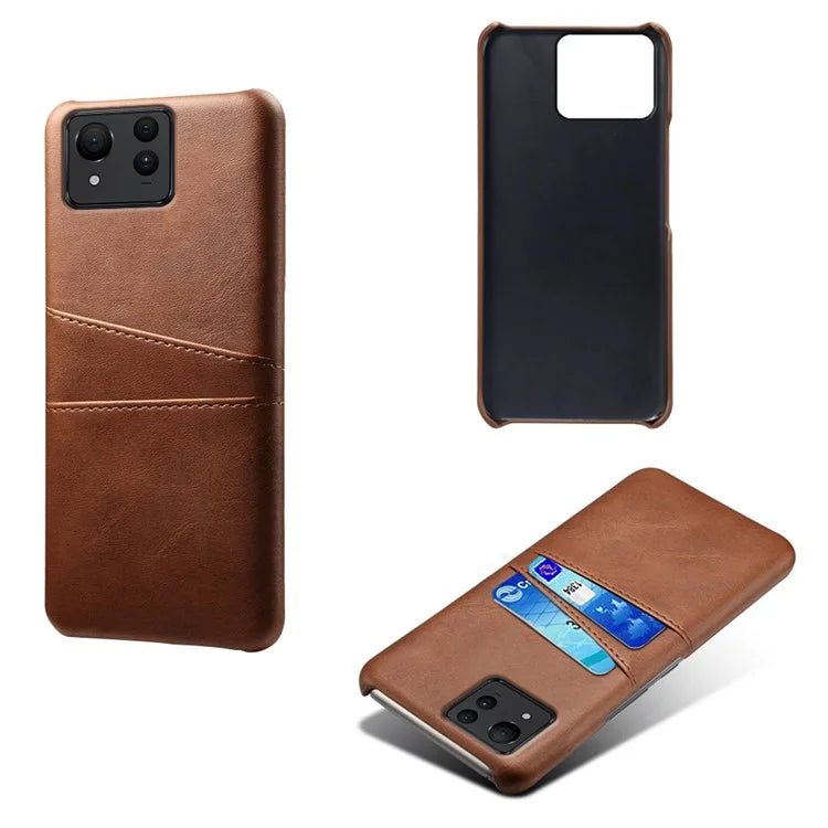 For Asus Zenfone 11 Ultra 5G Case Leather Coated PC Phone Cover with 2 Card Slots