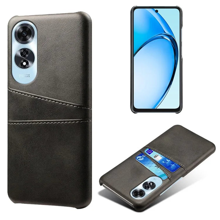 For Oppo A60 4G Case PU Leather Hard PC Phone Cover with Dual Card Slots