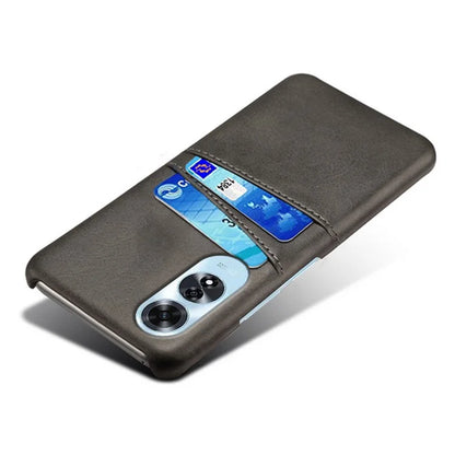 For Oppo A60 4G Case PU Leather Hard PC Phone Cover with Dual Card Slots