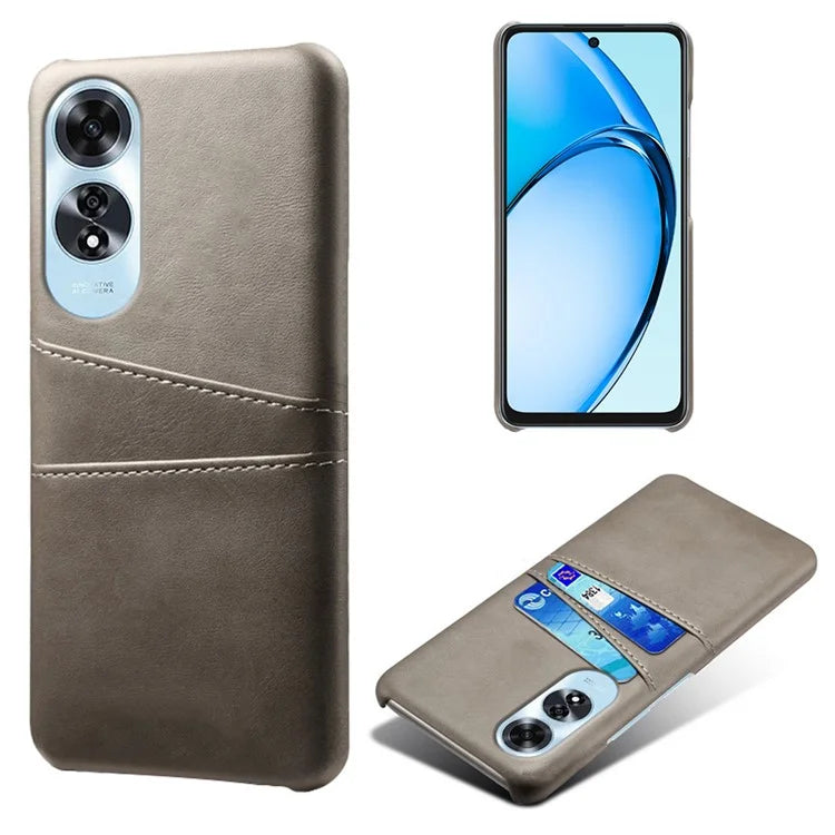 For Oppo A60 4G Case PU Leather Hard PC Phone Cover with Dual Card Slots