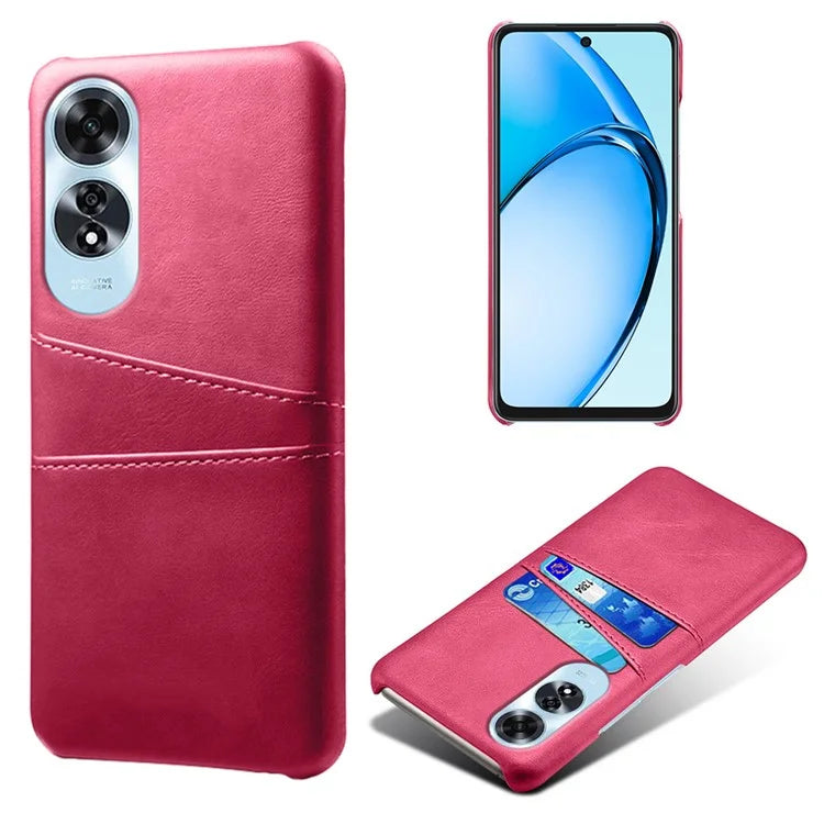 For Oppo A60 4G Case PU Leather Hard PC Phone Cover with Dual Card Slots