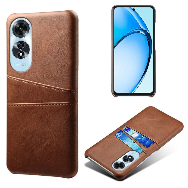 For Oppo A60 4G Case PU Leather Hard PC Phone Cover with Dual Card Slots