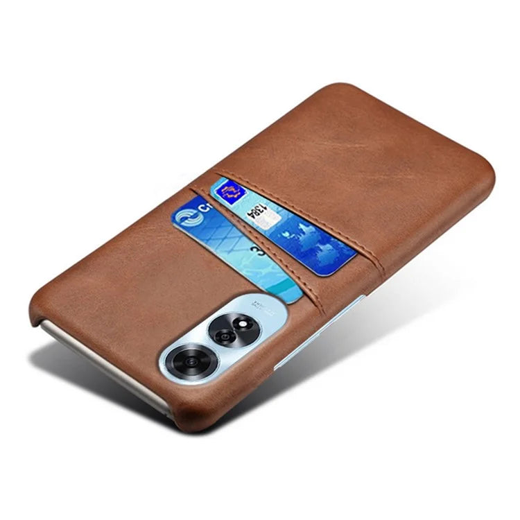 For Oppo A60 4G Case PU Leather Hard PC Phone Cover with Dual Card Slots