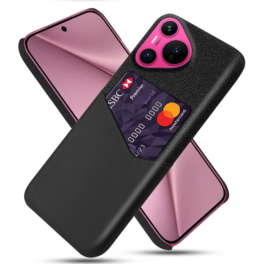 For Huawei Pura 70 Slim Case Card Slot PC Phone Cover Cloth Texture