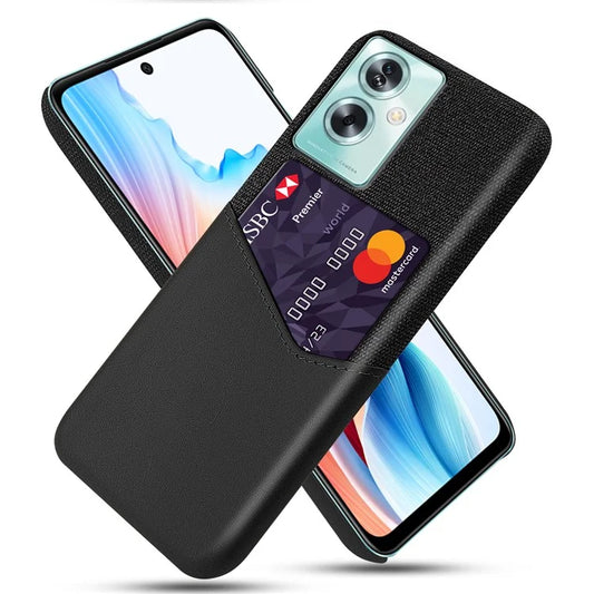 For Oppo A79 5G / A2 5G Card Slot Case Hard PC Phone Cover Cloth Texture