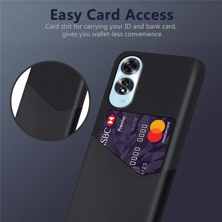 For Oppo A60 4G Case Leather + Hard PC Cloth Texture Phone Cover with Card Holder