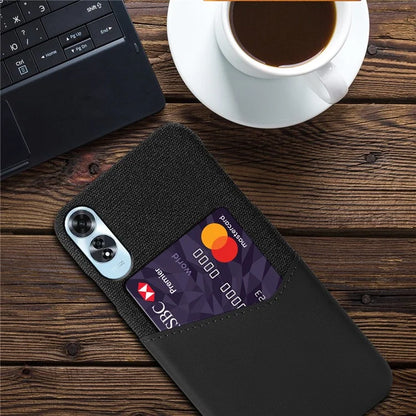 For Oppo A60 4G Case Leather + Hard PC Cloth Texture Phone Cover with Card Holder