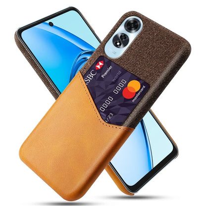 For Oppo A60 4G Case Leather + Hard PC Cloth Texture Phone Cover with Card Holder
