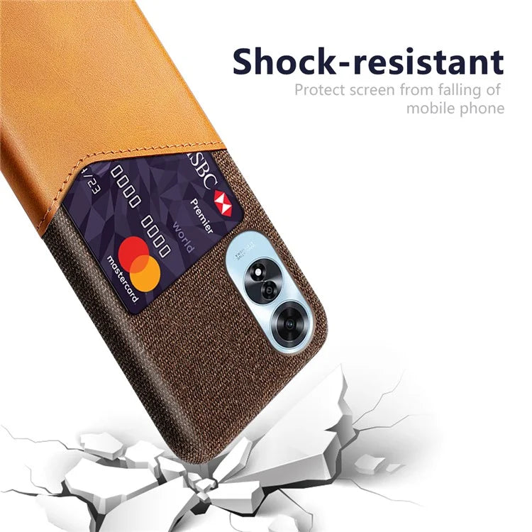 For Oppo A60 4G Case Leather + Hard PC Cloth Texture Phone Cover with Card Holder