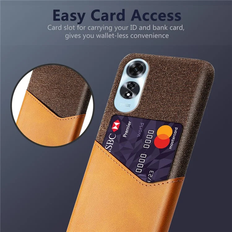 For Oppo A60 4G Case Leather + Hard PC Cloth Texture Phone Cover with Card Holder