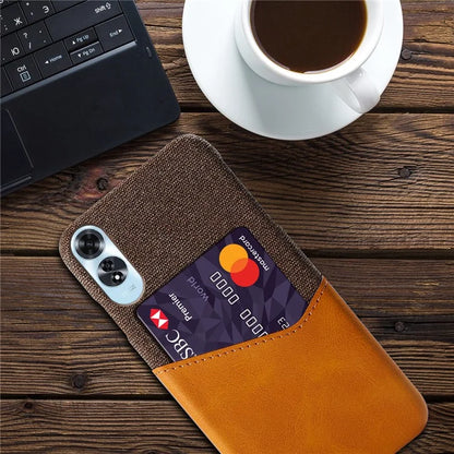 For Oppo A60 4G Case Leather + Hard PC Cloth Texture Phone Cover with Card Holder