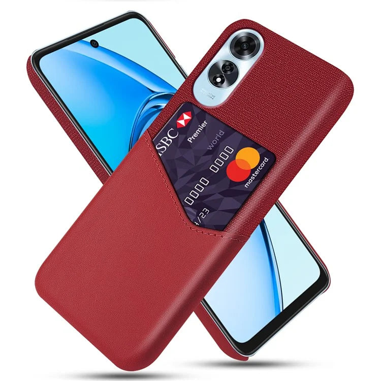 For Oppo A60 4G Case Leather + Hard PC Cloth Texture Phone Cover with Card Holder