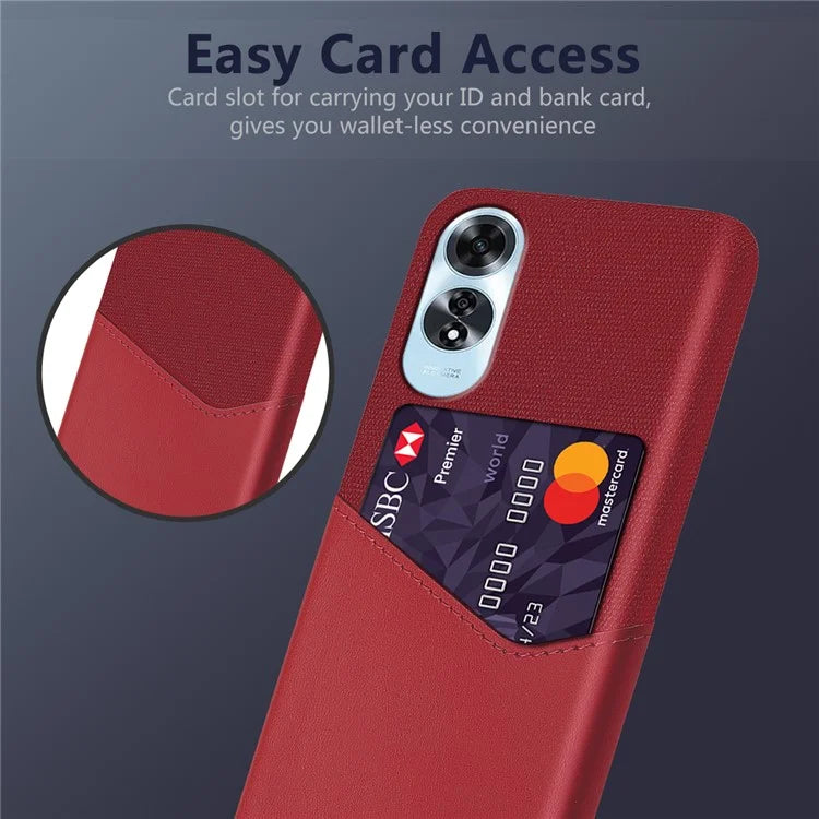 For Oppo A60 4G Case Leather + Hard PC Cloth Texture Phone Cover with Card Holder