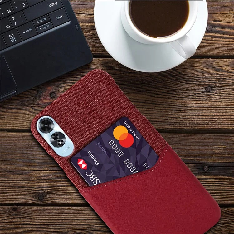 For Oppo A60 4G Case Leather + Hard PC Cloth Texture Phone Cover with Card Holder